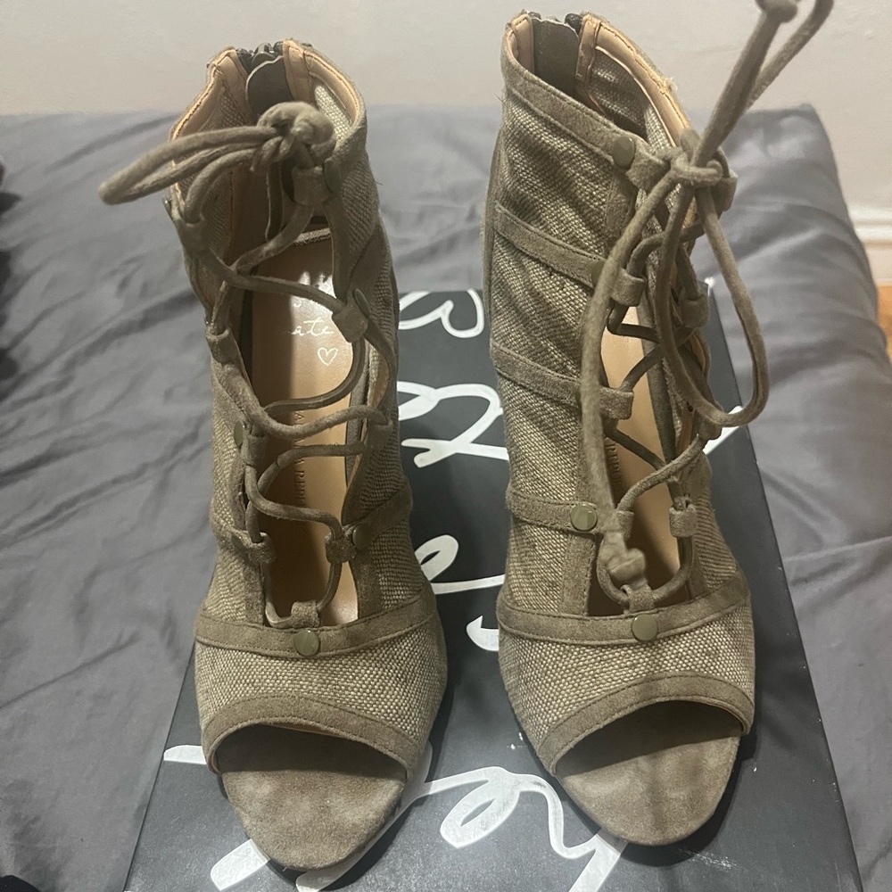 Jenni Lace-Up Peep Toe Heels - Brown banana republic